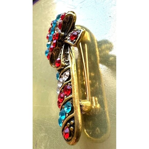 Candy Cane Brooch Pin New Christmas Jewelry Crystal Accents Candyland Ca… - Picture 6 of 13